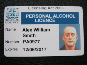 Personal Alcohol License as granted to Alex William Smith due to Clean Disclosure Documents.