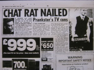 Chat Rat Nailed – News of The World – April 30th 2000 – by Paul McMullan
